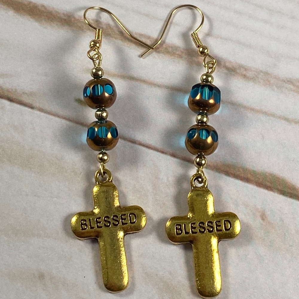 Handmade Cross Earrings- Spring/ Easter - Picture 2 of 2